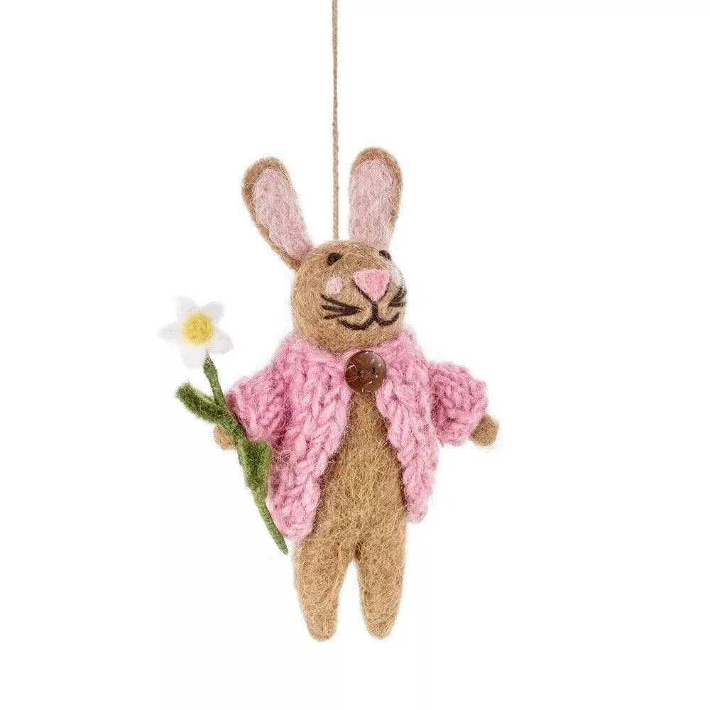 Osteranhänger 'Kaninchen mit Blume'