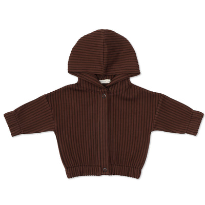 Hooded Baby Jacket Stripes Burnt Umber