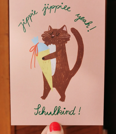 Postkarte 'Schulkind Katze'