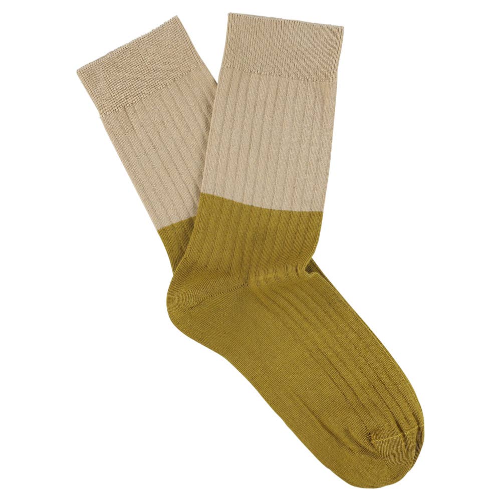 Socken 'Colour Block' Beige & Gold