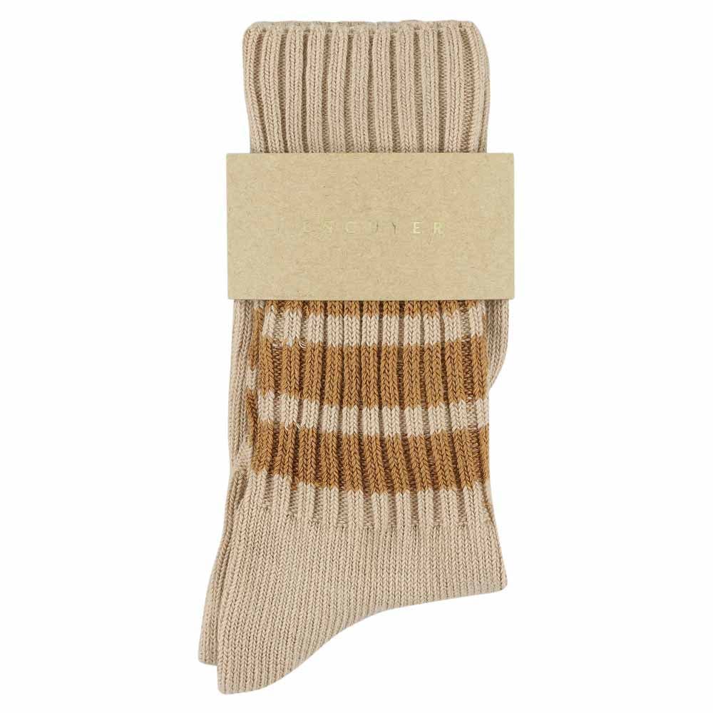 Socken 'Stripes Crew' Beige & Karamell