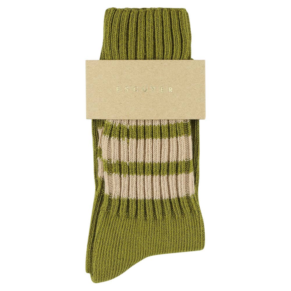 Socken 'Stripes Crew' Khaki & Beige