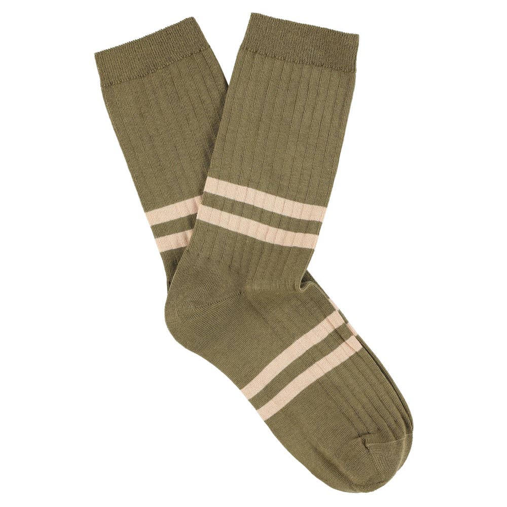 Socken 'Stripes' Khaki & Rosa