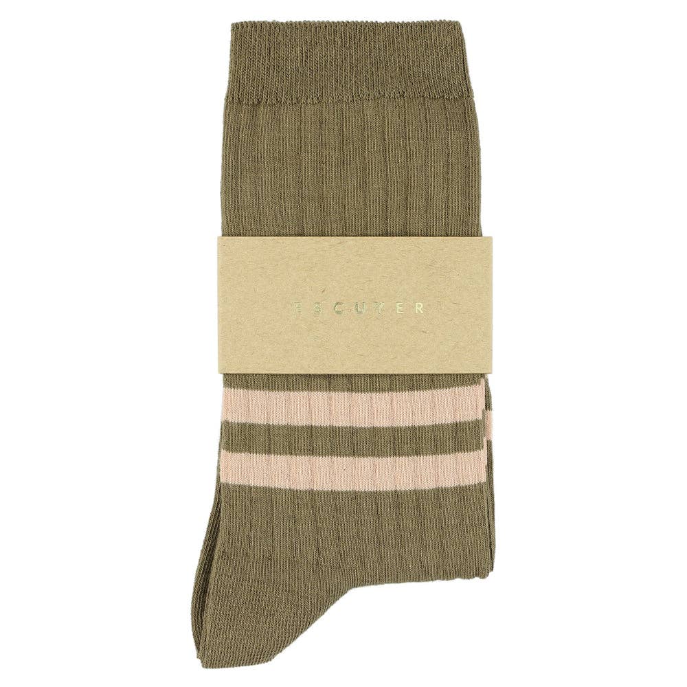 Socken 'Stripes' Khaki & Rosa