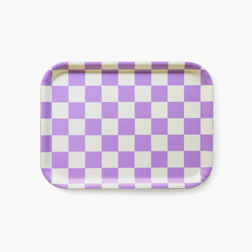 Tablett 'Checker Rectangular' Butter/Lavender