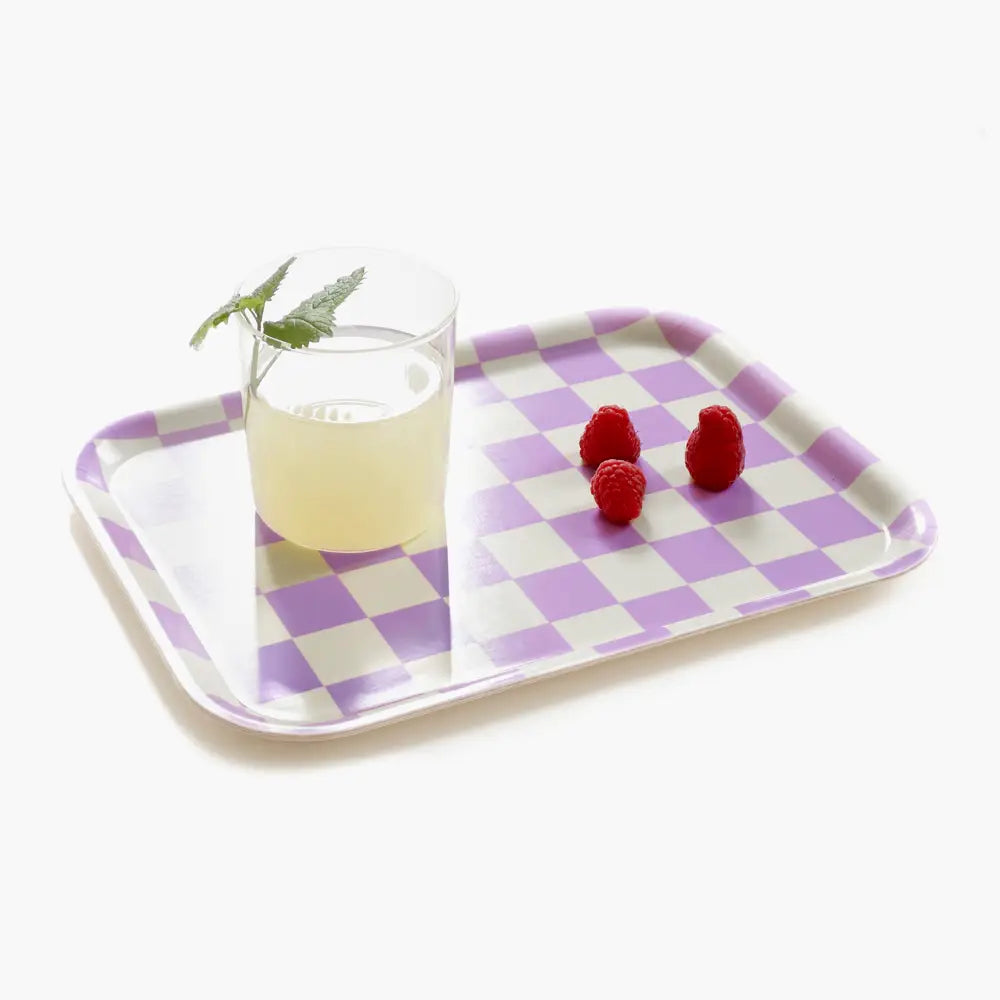 Tablett 'Checker Rectangular' Butter/Lavender