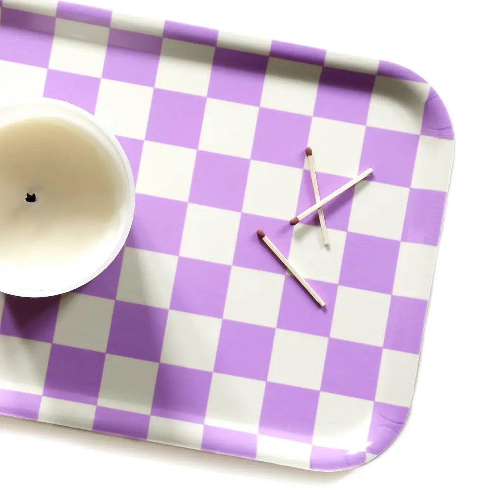 Tablett 'Checker Rectangular' Butter/Lavender