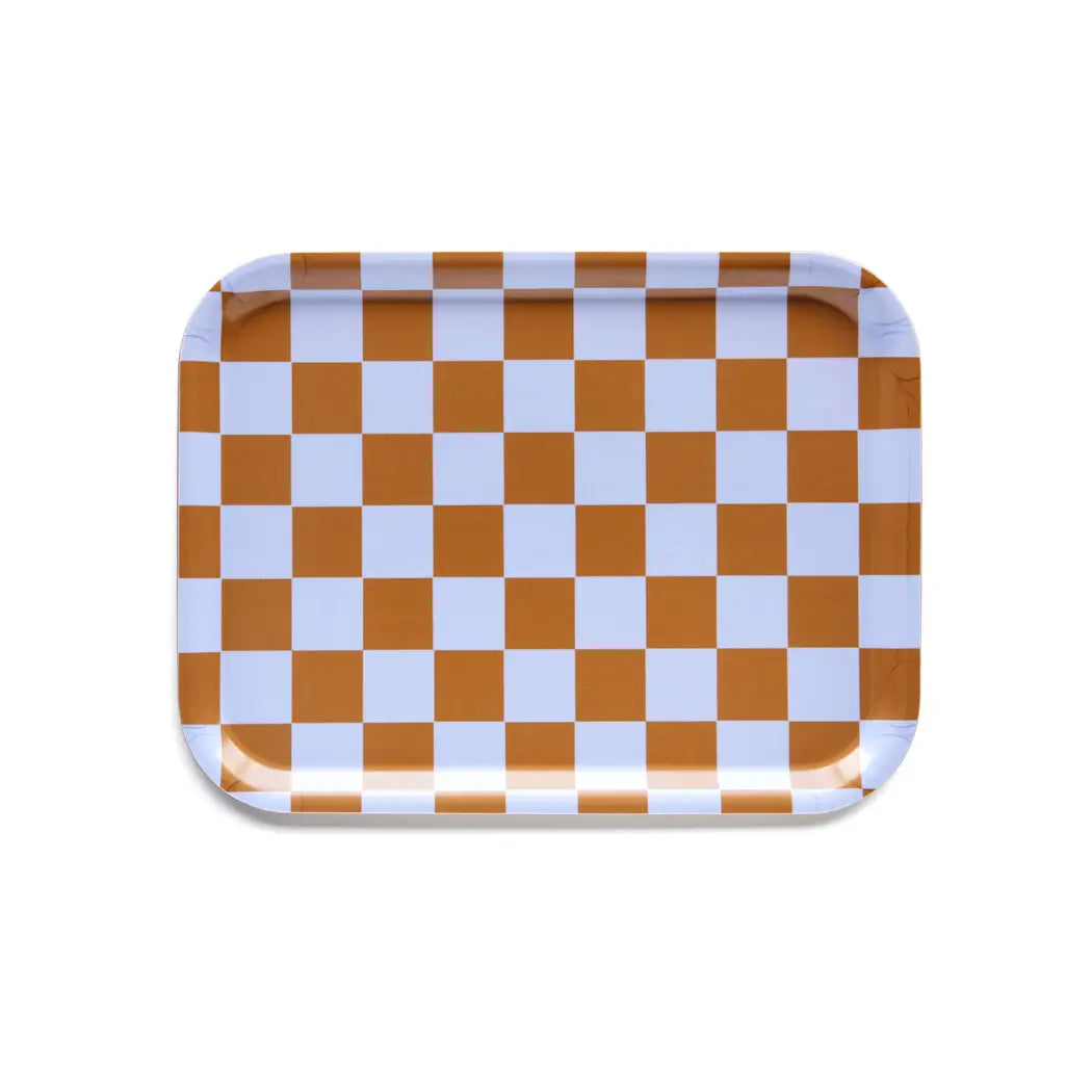 Tablett 'Checker Rectangular' Caramel