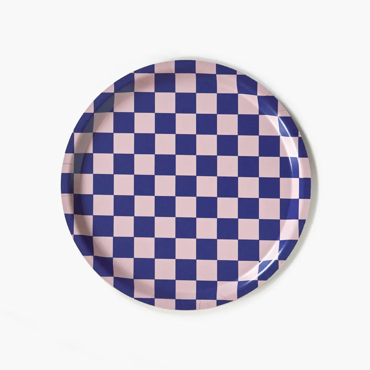 Tablett 'Checker Round' Indigo/Mandel