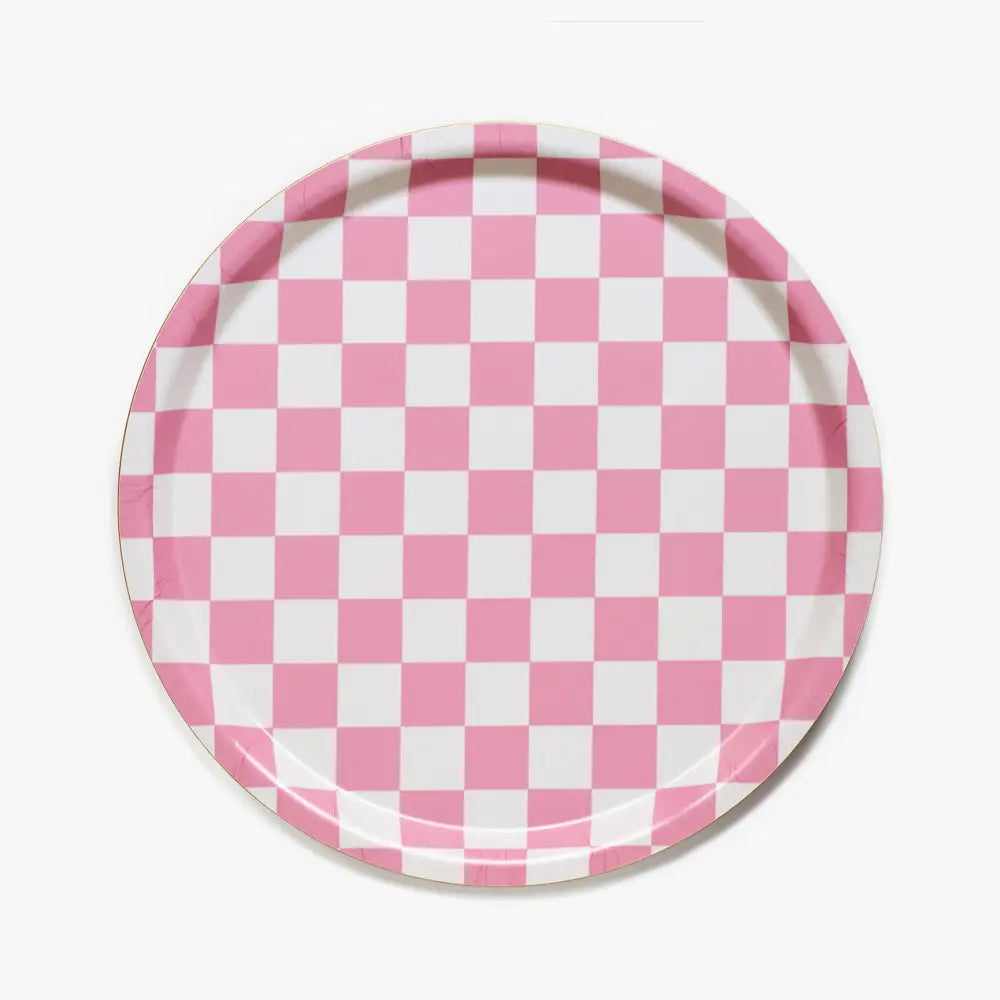 Tablett 'Checker Round' Rasberry/Cream