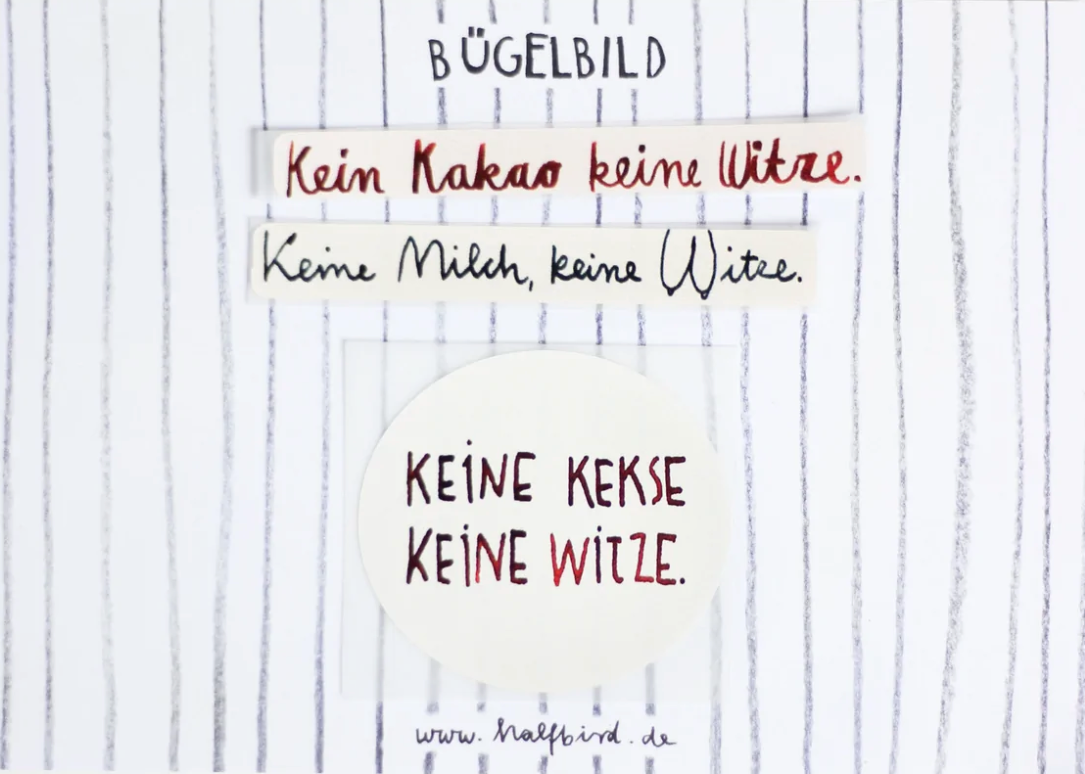 Bügelbild Set 'Keine Witze'